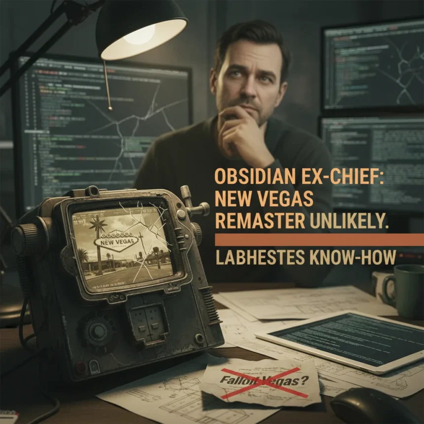 Fallout: New Vegas Remaster Unlikely, Says Obsidian's Former Chief — AI-generated illustration