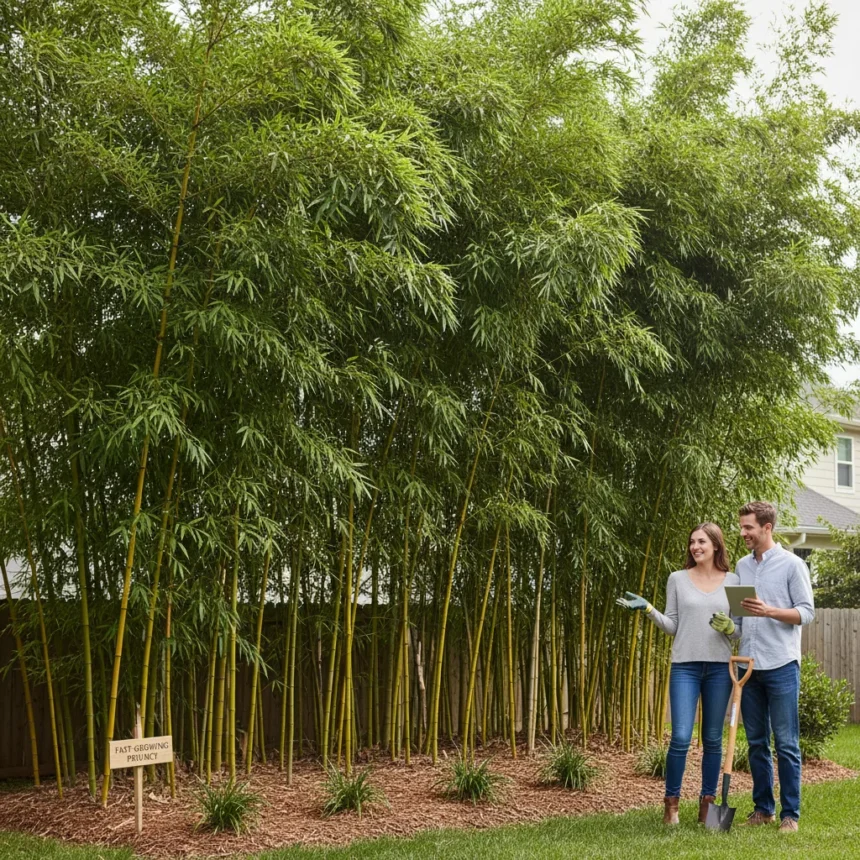 Fast-Growing Privacy Plants: Clumping Bamboo Delivers Results in One Season — AI-generated illustration
