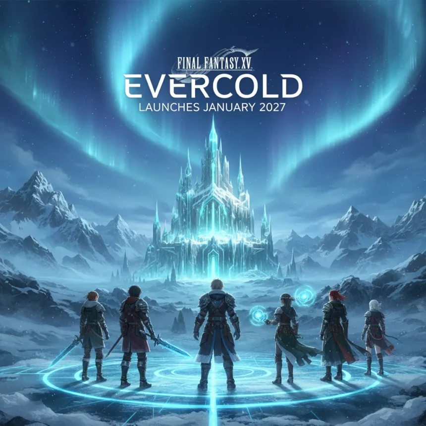 Final Fantasy XIV Evercold expansion launches January 2027 — AI-generated illustration