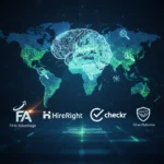 First Advantage background checks: global reach, AI power — AI-generated illustration