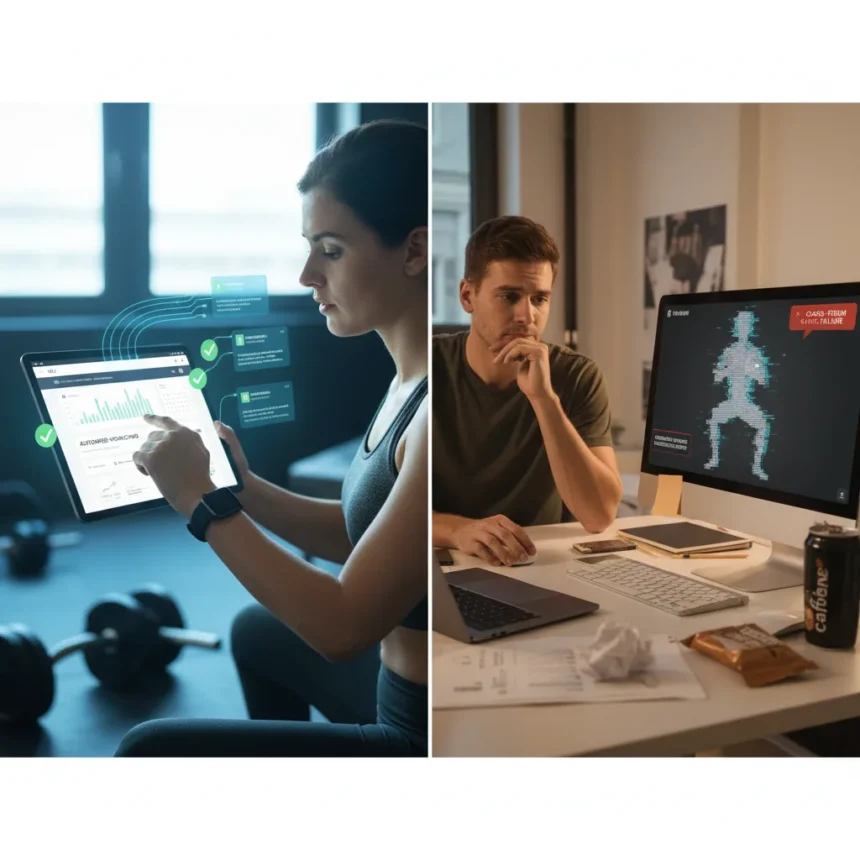 Building a fitness side hustle on Wix: wins and failures — AI-generated illustration