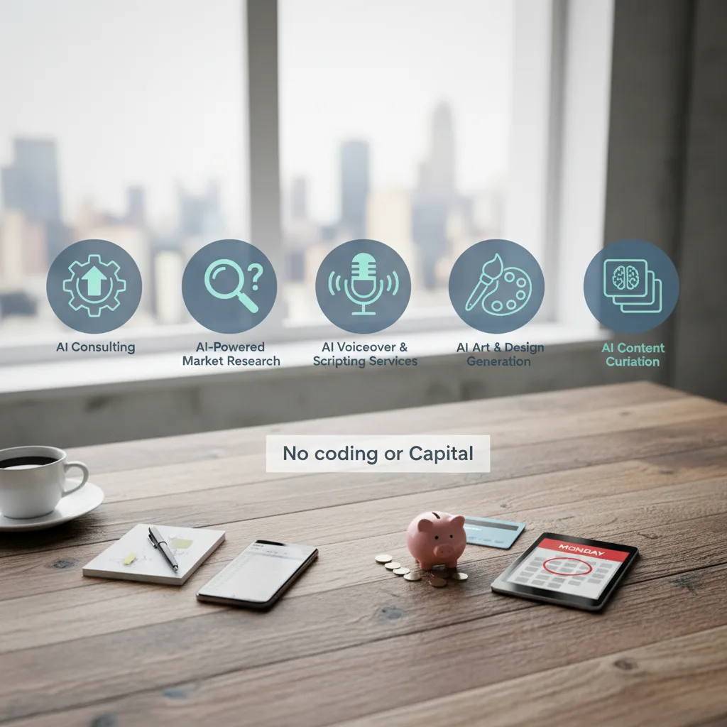 5 AI business ideas you can launch by Monday — AI-generated illustration