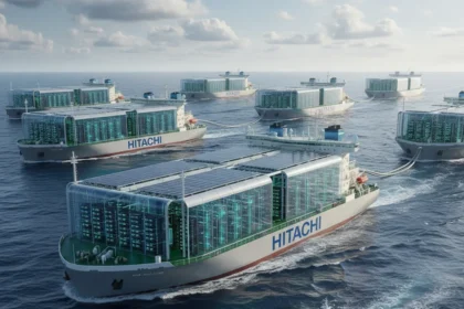 Floating data centers move from concept to reality with Hitachi backing — AI-generated illustration