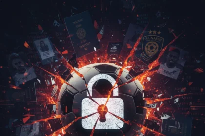 Football's largest data breach exposes 150,000 athletes — AI-generated illustration