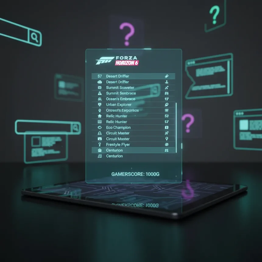 Forza Horizon 6 achievement leak raises questions about game structure — AI-generated illustration