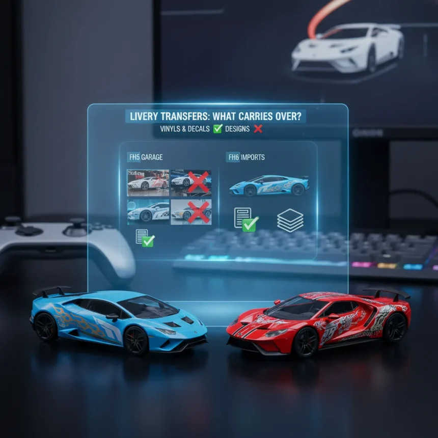 Forza Horizon 6 livery transfers: what carries over from FH5 — AI-generated illustration