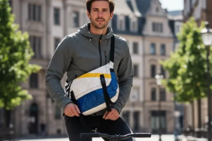 Freitag F141 Beryl proves upcycled cycling bags can be genuinely cool — AI-generated illustration