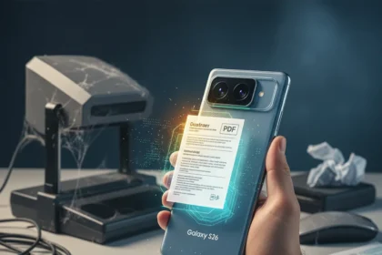 Galaxy S26 Intelligent Document Scanner makes traditional scanners obsolete — AI-generated illustration