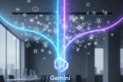 Gemini file generation cuts through app-switching chaos — AI-generated illustration