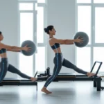 German twist Pilates exercise targets obliques better than Russian twists — AI-generated illustration