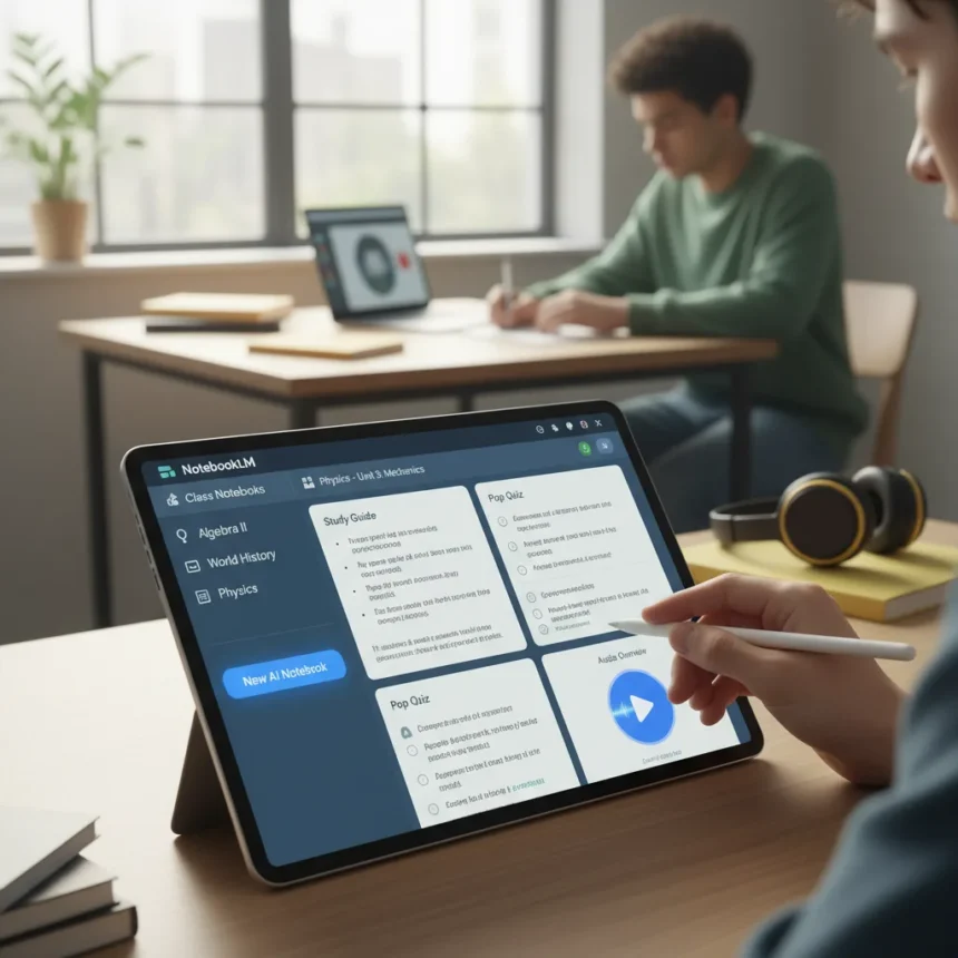 Google Classroom's NotebookLM integration transforms study habits — AI-generated illustration