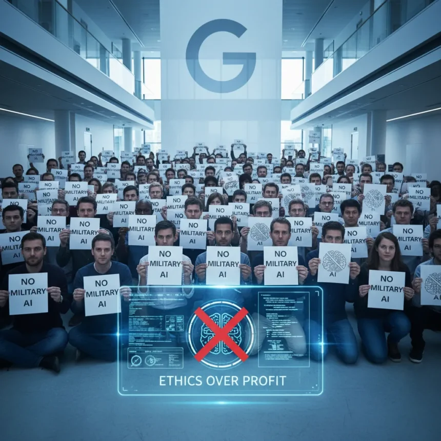 Google employees reject military AI deal as Pentagon pressure escalates — AI-generated illustration