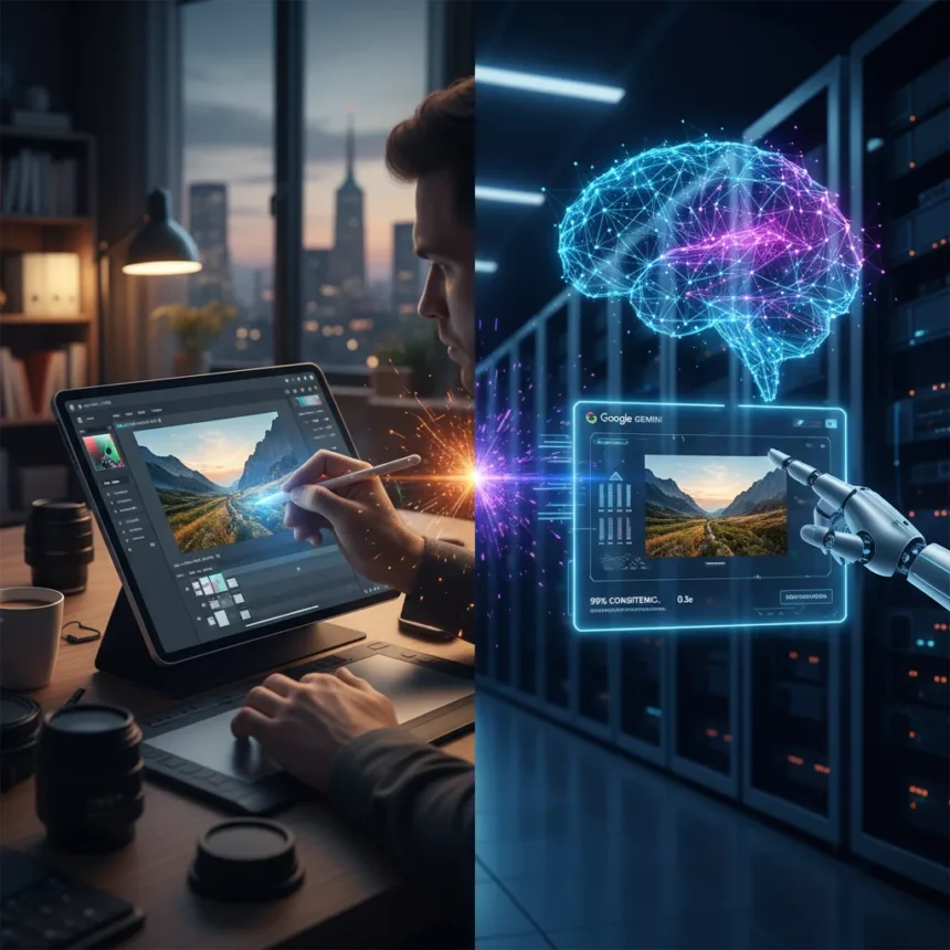 Google Gemini photo editing challenges human editors — AI-generated illustration