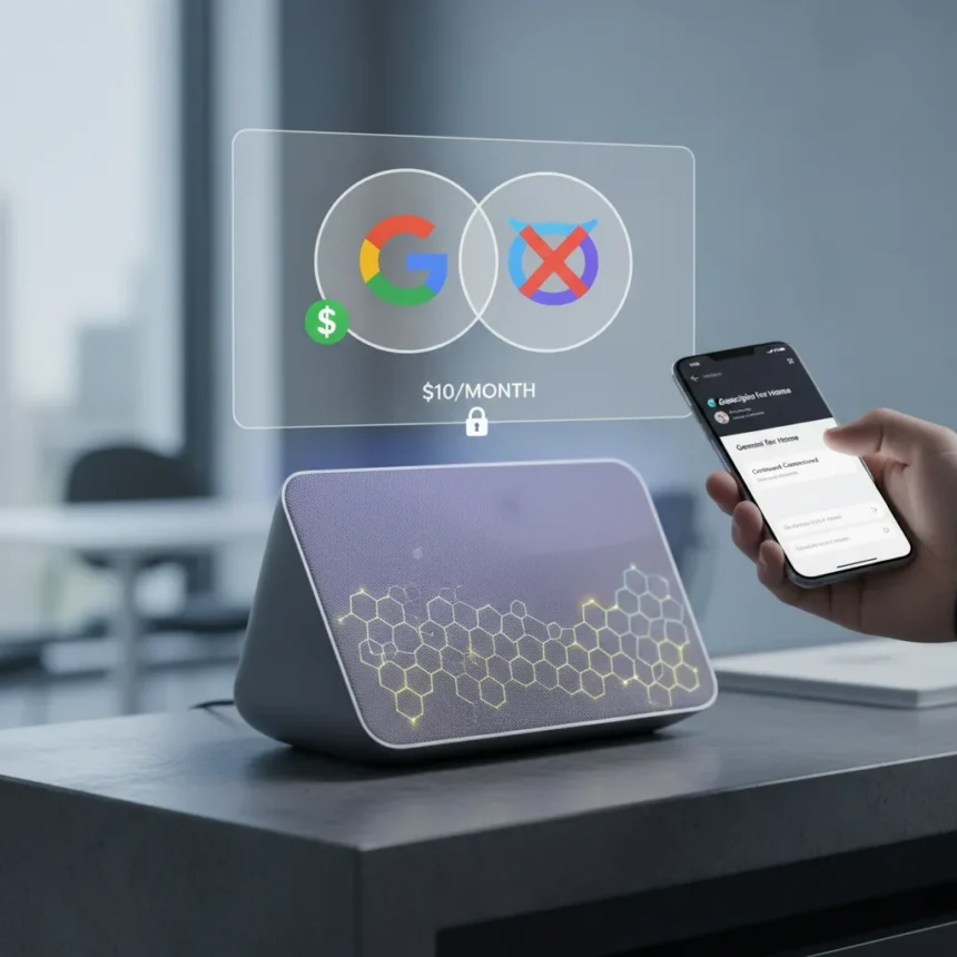 Google Home's Continued Conversations now costs $10/month on Gemini — AI-generated illustration