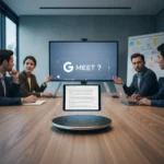 Google Meet's AI note-taking feature struggles with in-person meetings — AI-generated illustration