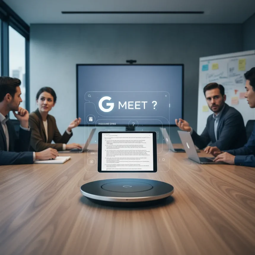 Google Meet's AI note-taking feature struggles with in-person meetings — AI-generated illustration