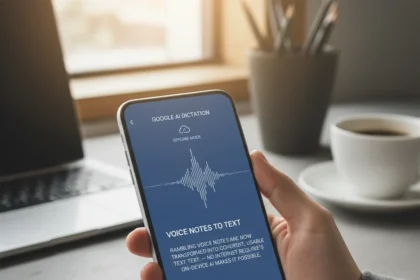 Google's offline AI dictation app polishes voice notes into text — AI-generated illustration