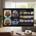 Google TV's AI photo tool and Shorts row reshape living room viewing — AI-generated illustration