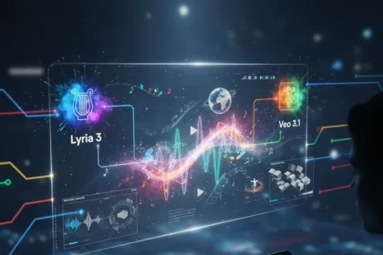 Google Vids gets AI music and video powers with Lyria 3 and Veo 3.1 — AI-generated illustration