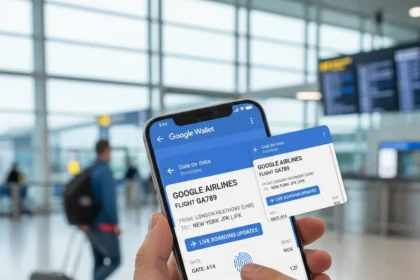 Google Wallet flight updates ease travel stress — AI-generated illustration