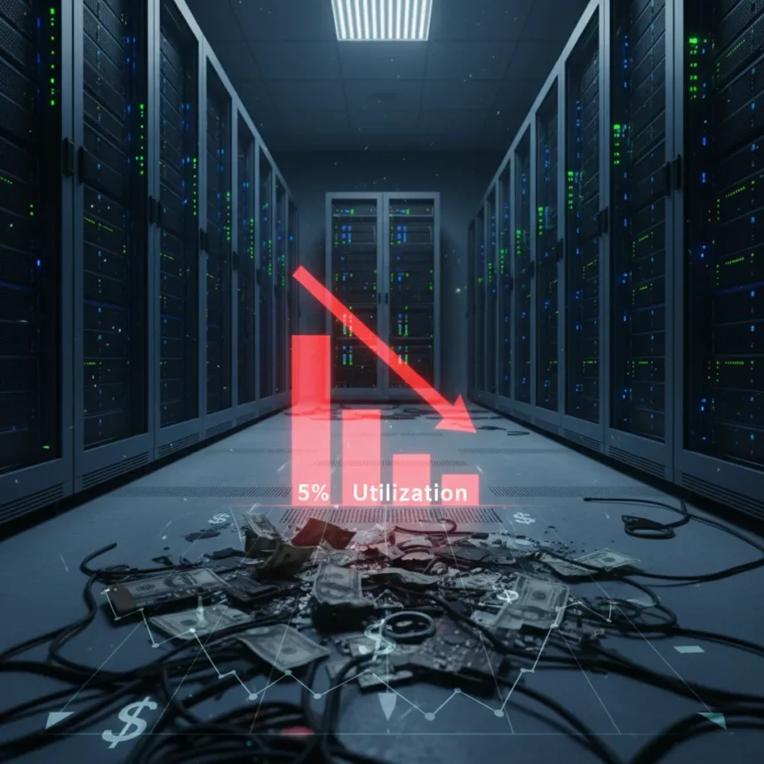 GPU utilization crisis: 5% efficiency wastes billions in AI hardware — AI-generated illustration