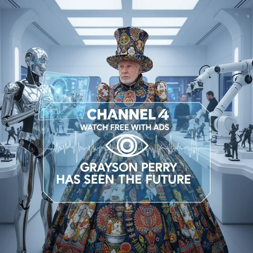 Watch Grayson Perry Has Seen The Future free on Channel 4 — AI-generated illustration