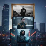 Hamlet reimagined: From stage to screen across decades — AI-generated illustration