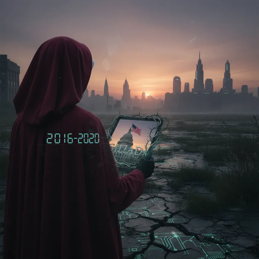 The Handmaid's Tale timing with Trump: why Gilead feels real — AI-generated illustration