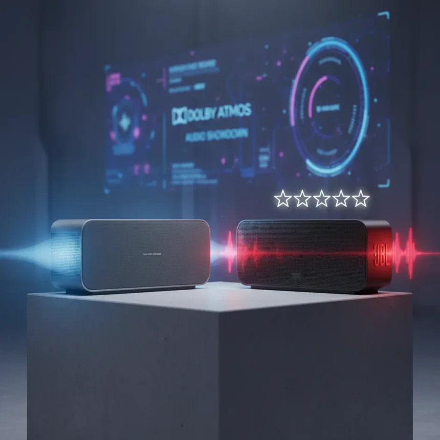 Harman Kardon Enchant 900 vs JBL Bar 300MK2: Pick the Right Atmos Soundbar — AI-generated illustration