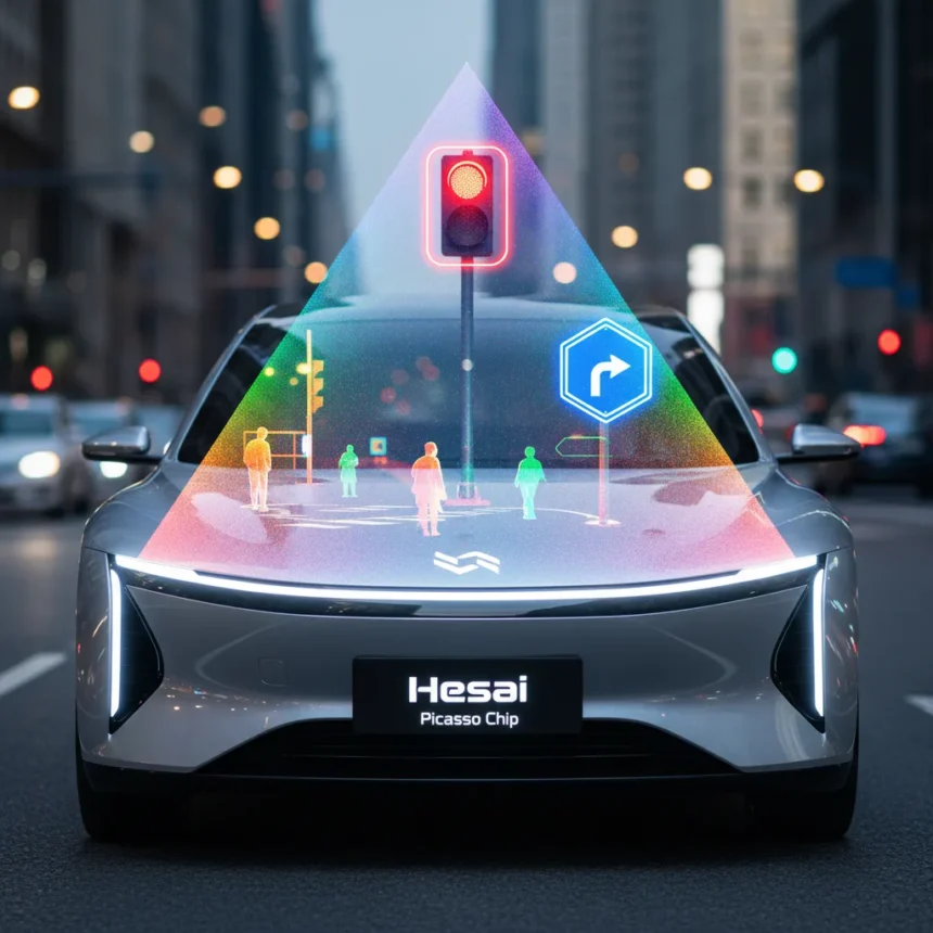 Hesai's Color Lidar Breakthrough Transforms Autonomous Driving Perception — AI-generated illustration