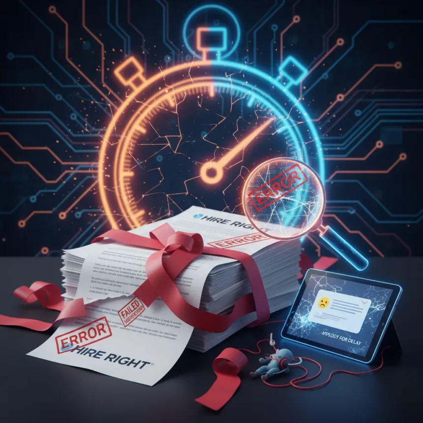 HireRight background checks: Fast but frustratingly flawed — AI-generated illustration