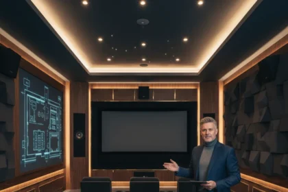 Home theater design beats equipment every time, says award-winning designer — AI-generated illustration
