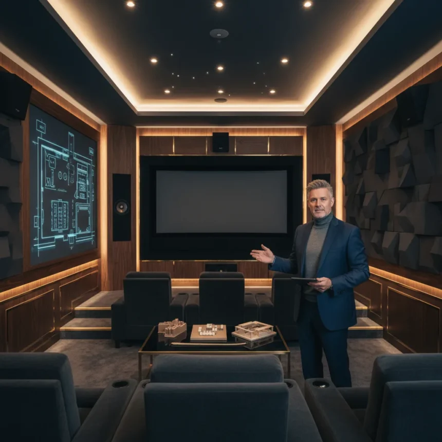 Home theater design beats equipment every time, says award-winning designer — AI-generated illustration