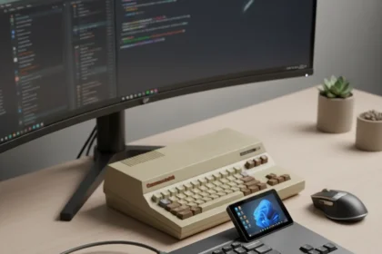 HP EliteBoard G1a Keyboard PC Revives Commodore 64 Concept — AI-generated illustration
