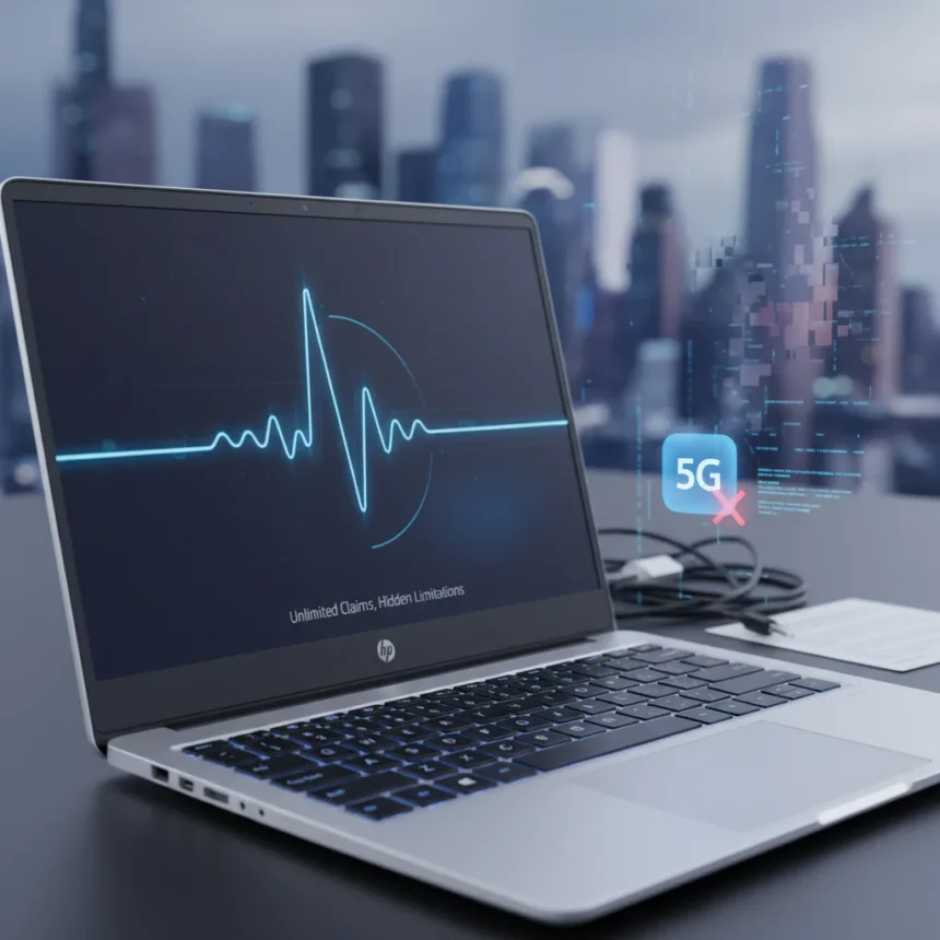 HP EliteBook 6 G1q 5G: Unlimited Claims Hide Throttling Fine Print — AI-generated illustration