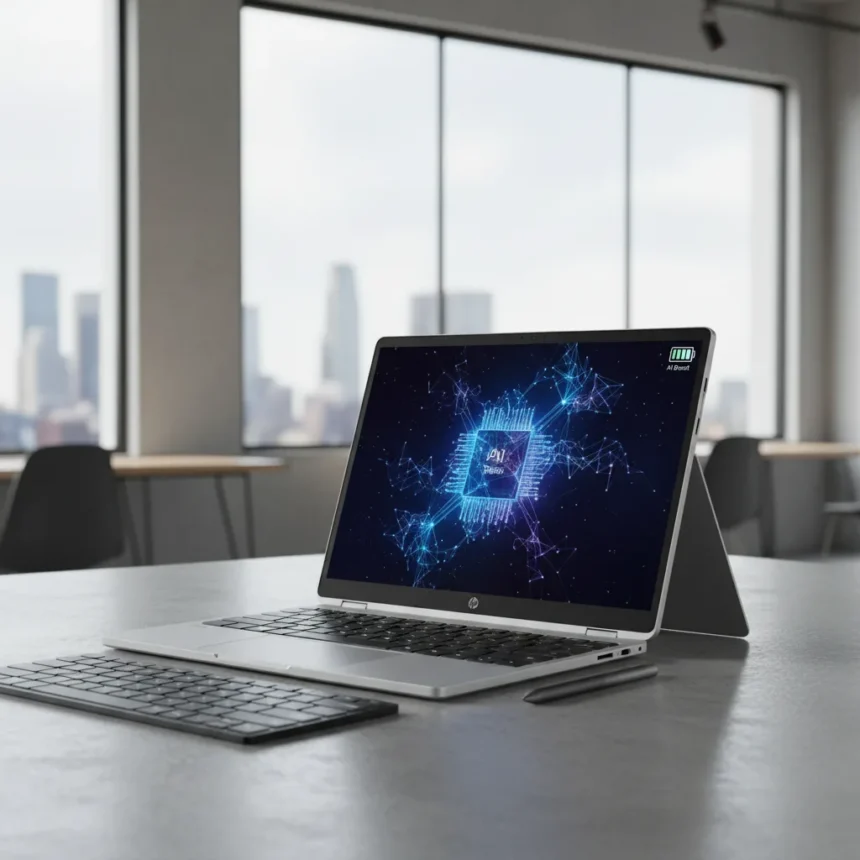 HP OmniBook X Flip 14 Delivers AI Power Without Sacrificing Battery Life — AI-generated illustration