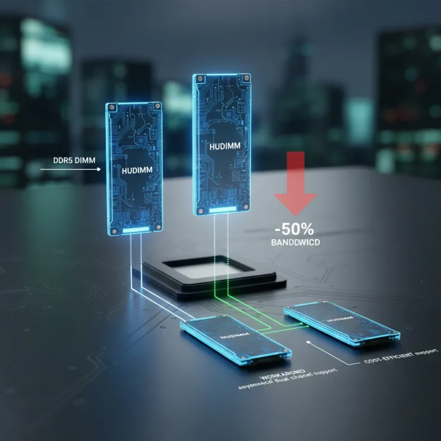 HUDIMMs halve DDR5 bandwidth to cut costs—but mixing eases the pain — AI-generated illustration