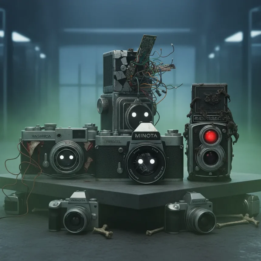 Iconic camera brands like Minolta and Yashica are zombies now — AI-generated illustration