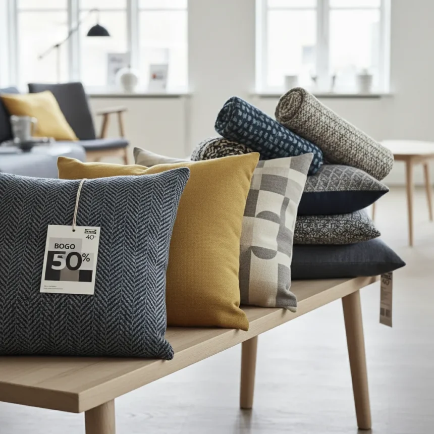 IKEA's 40th Anniversary Cushion Sale: Buy One, Get One 50% Off — AI-generated illustration