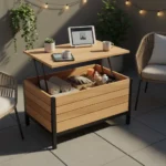 IKEA's $50 outdoor table storage solution crushes tiny patio clutter — AI-generated illustration