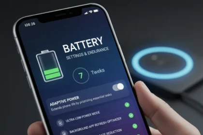 iOS 26 battery settings changes that actually extend phone life — AI-generated illustration