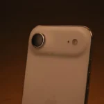 Close-up of a white smartphone camera lens