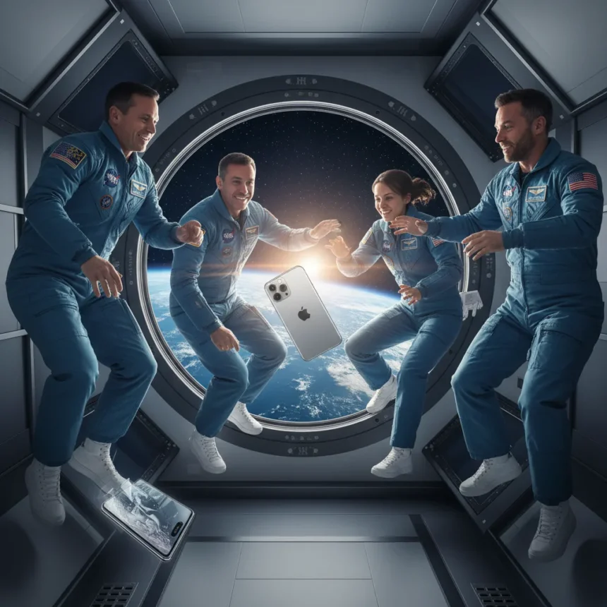 iPhone in space beats any foldable moment