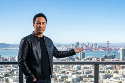 Jensen Huang Defies Tech Exodus: 'Don't Leave California' — AI-generated illustration