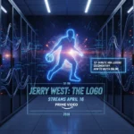 Jerry West: The Logo streams April 16 on Prime Video — AI-generated illustration