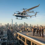 Electric air taxi revolution lands in New York City — AI-generated illustration