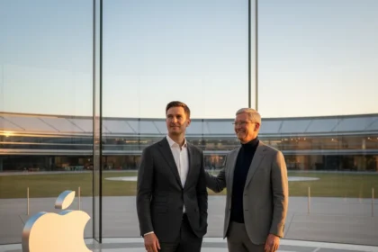 John Ternus poised to lead Apple as Tim Cook steps back — AI-generated illustration