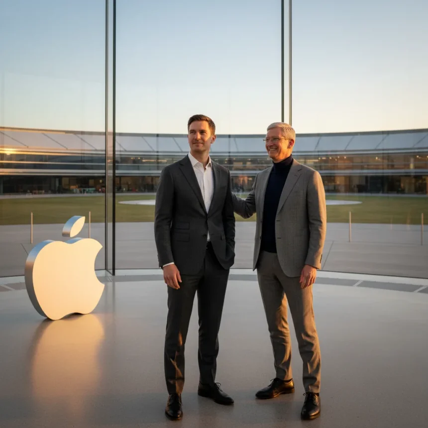 John Ternus poised to lead Apple as Tim Cook steps back — AI-generated illustration