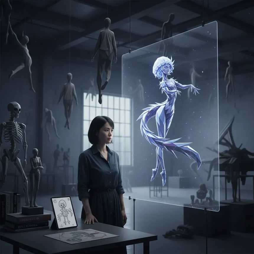 Game artist Liuyazi Hou transforms emotion into haunting creature designs — AI-generated illustration