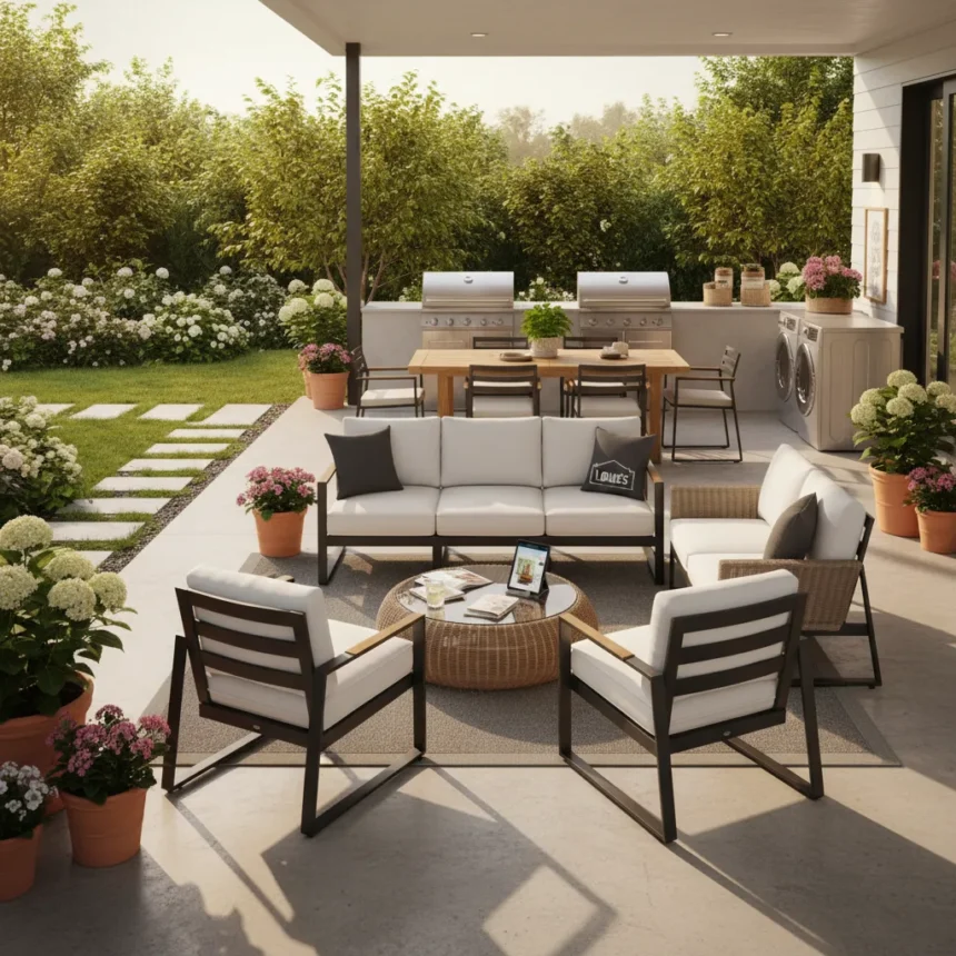 Lowe's spring deals slash up to 50% off patio furniture — AI-generated illustration